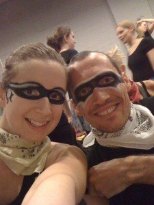 IMG_0663 Jeff and I as "acrobandits" for our first acrobatic routine, 10/09