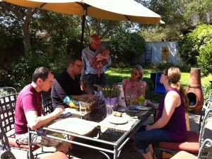 Dinner with the family: Jeff, uncle Isaac, grandpa, grandma and aunt Anna