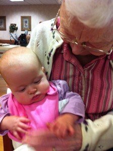 She was quick to introduce her great-granddaughter to everyone in the home!