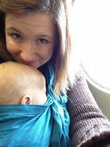 On the plane- already asleep!