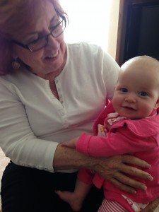 Cuddles with great-aunt Sandy