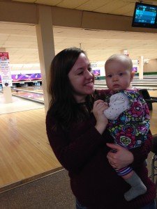 Ella Mae and Maddy at the bowling lanes