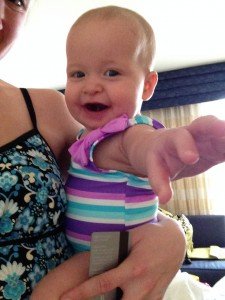 Ella swam while in the hotel for the dance event in Des Moines- happy baby!