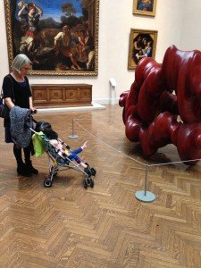 And of course grandmartha needs to bring her to an art museum!  Ella points out the details with her foot.